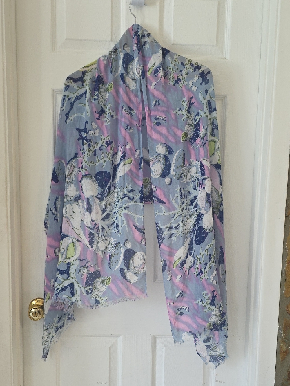 Pastel Lightweight Scarf - Lavender, Pink, Navy Coral And Seashells